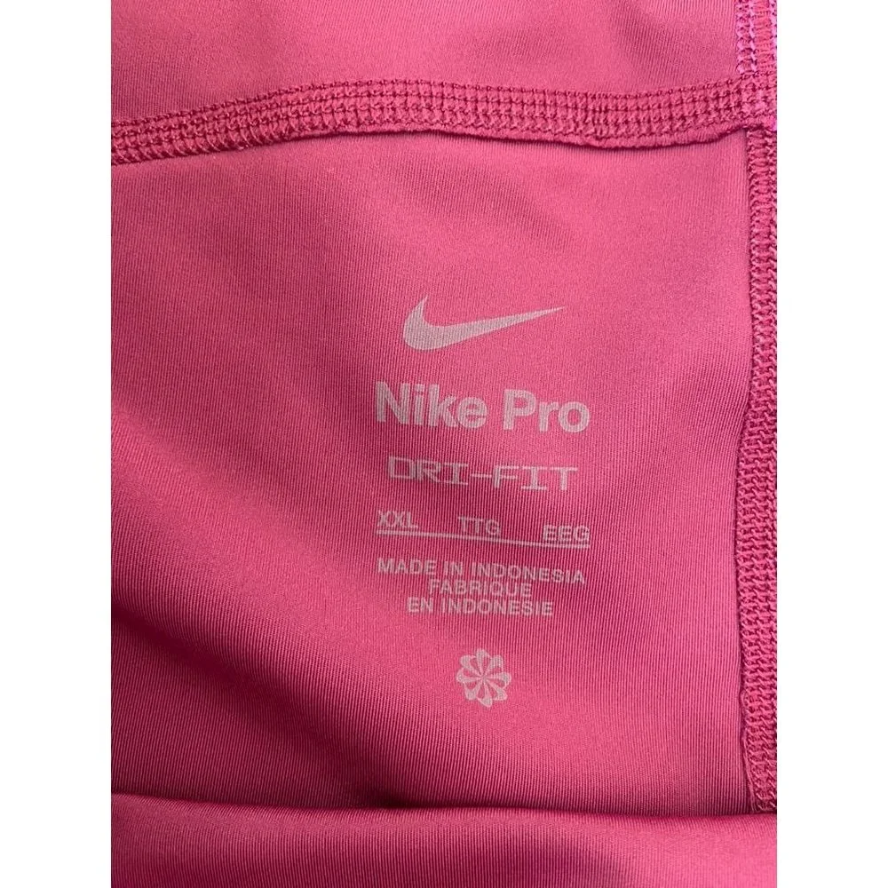 Nike Pro women's XXL‎ pink tight fit compression high rise shorts with pockets
